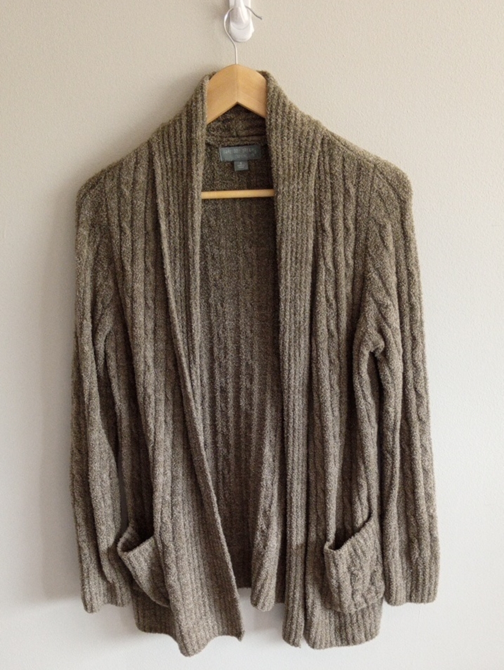 Barefoot Dreams Cozychic Lite Ribbed Open Cardigan Olive Size Small